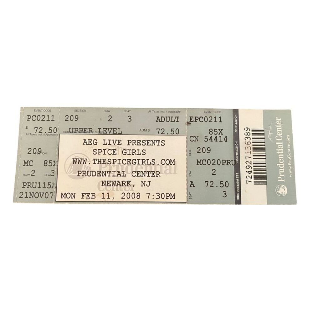 The Spice Girls 2008 Feb 11 Concert Ticket Stub Newark NJ